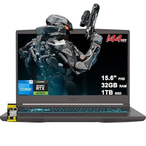 MSI Thin 15 Gaming Laptop 15 6 FHD IPS 144Hz Intel Octa core i5 13420H  Beats i7 12650H  32GB RAM 1TB SSD GeForce RTX 4060 Backlit USB C Win11 w/ICP Hub