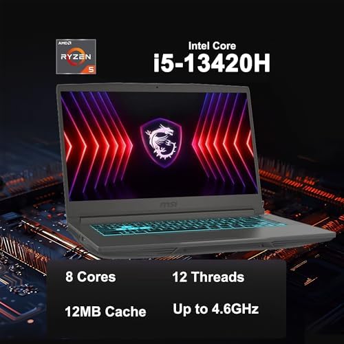MSI Thin 15 Gaming Laptop 15 6 FHD IPS 144Hz Intel Octa core i5 13420H  Beats i7 12650H  16GB RAM 512GB SSD GeForce RTX 4060 Backlit USB C Win11 w/ICP Hub