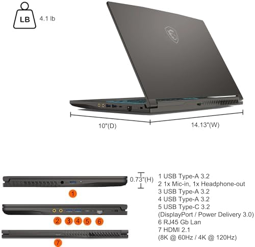 MSI Thin 15 Gaming Laptop 15 6 FHD IPS 144Hz Intel Octa core i5 13420H  Beats i7 12650H  16GB RAM 512GB SSD GeForce RTX 4060 Backlit USB C Win11 w/ICP Hub