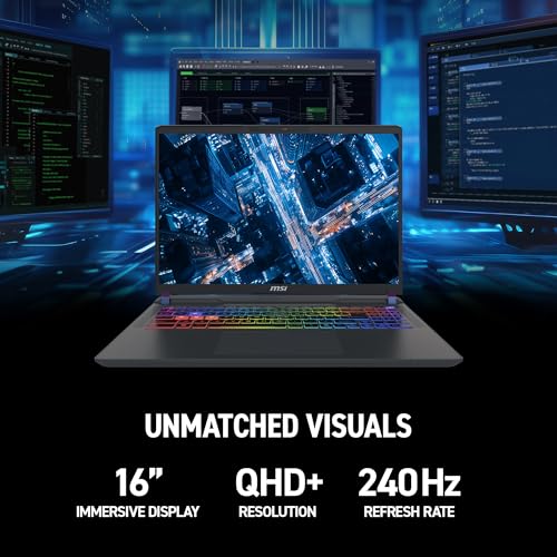 MSI Portátil para juegos Vector 16 HX AI 16" 144Hz FHD+: Intel Core Ultra 7-255HX, NVIDIA Geforce RTX 5070Ti, 16GB DDR5, 512GB NVMe SSD, Thunderbolt 5, Wi-Fi 6E, Win 11 Home: Cosmo Gray A2XWHG-212US