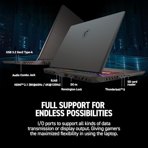 MSI Portátil para juegos Vector 16 HX AI 16" 144Hz FHD+: Intel Core Ultra 7-255HX, NVIDIA Geforce RTX 5070Ti, 16GB DDR5, 512GB NVMe SSD, Thunderbolt 5, Wi-Fi 6E, Win 11 Home: Cosmo Gray A2XWHG-212US