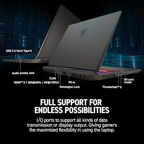 MSI Vector 16 HX AI 16  144Hz FHD  Gaming Laptop  Intel Core Ultra 7 255HX  NVIDIA Geforce RTX 5070Ti  16GB DDR5  512GB NVMe SSD  Thunderbolt 5  Wi Fi 6E  Win 11 Home  Cosmo Gray A2XWHG 212US