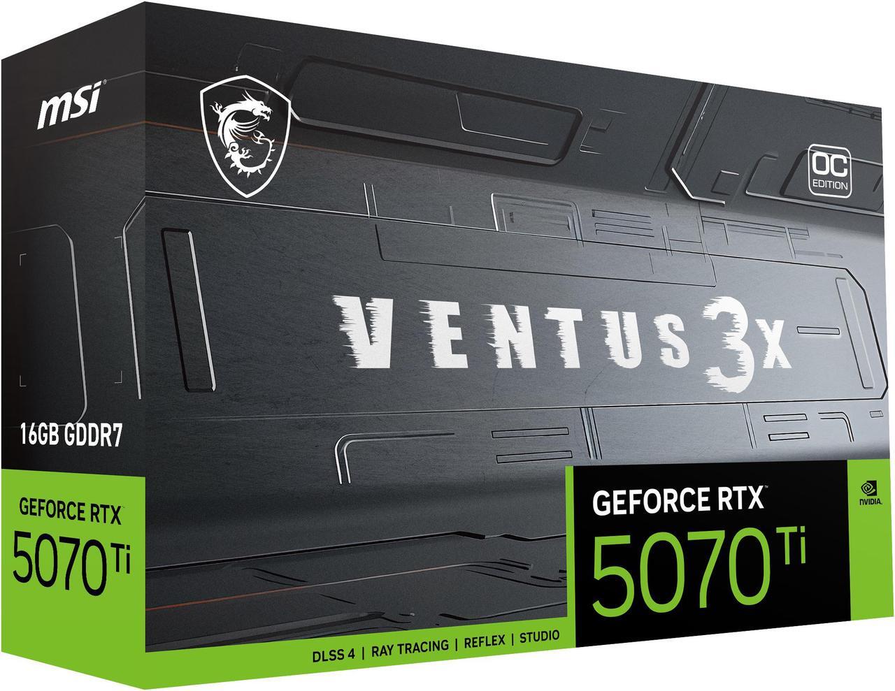 MSI Ventus GeForce RTX 5070 Ti 16GB GDDR7 PCI Express 5 0 Graphics Card RTX 5070 TI 16G VENTUS 3X OC