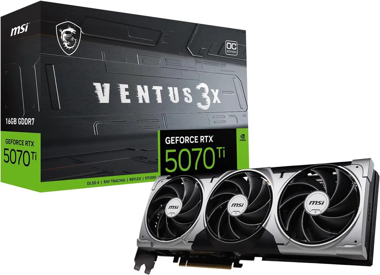 MSI Ventus GeForce RTX 5070 Ti 16GB GDDR7 PCI Express 5 0 Graphics Card RTX 5070 TI 16G VENTUS 3X OC