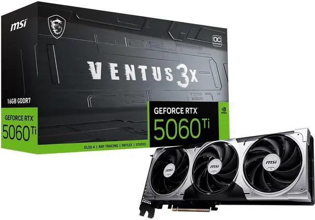 MSI Ventus GeForce RTX 5060 Ti 16GB GDDR7 PCI Express 5 0 x 16  use x8  Graphics Card RTX 5060 Ti 16G VENTUS 3X OC