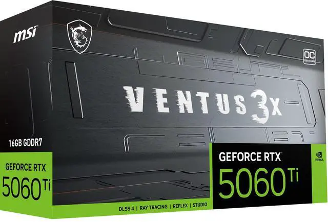 MSI Ventus GeForce RTX 5060 Ti 16GB GDDR7 PCI Express 5 0 x 16  use x8  Graphics Card RTX 5060 Ti 16G VENTUS 3X OC