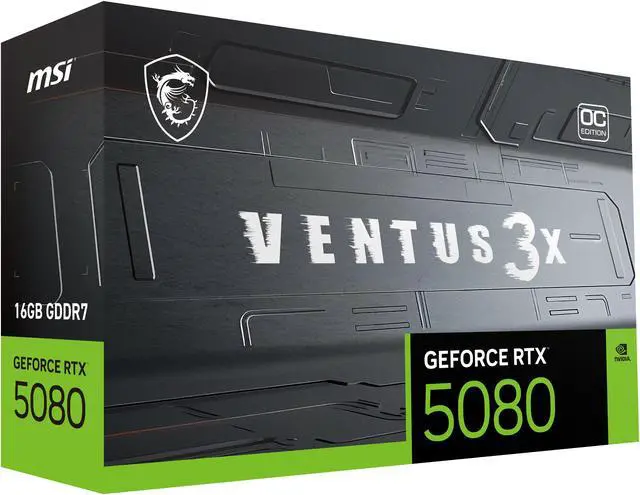 MSI Ventus GeForce RTX 5080 16GB GDDR7 PCI Express 5 0 Graphics Card RTX 5080 16G VENTUS 3X OC