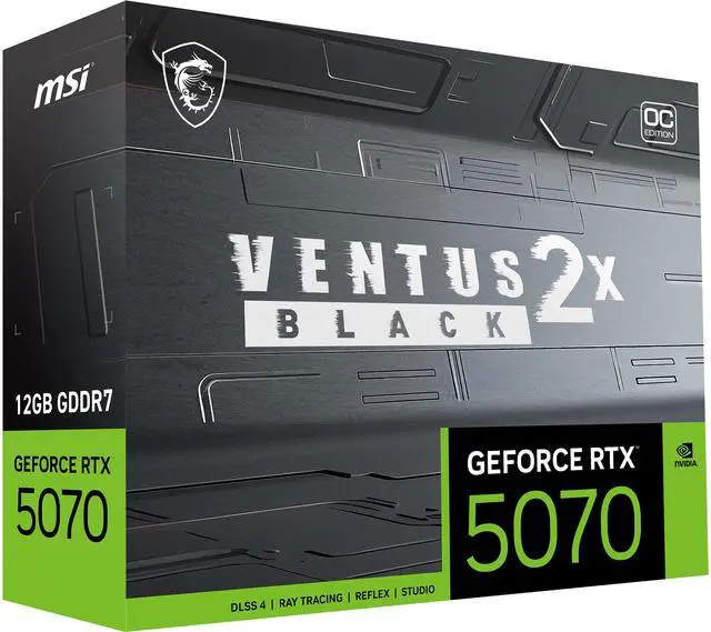 MSI Ventus GeForce RTX 5070 12GB GDDR7 PCI Express 5 0 ATX Video Card RTX 5070 12G VENTUS 2X OC BLACK