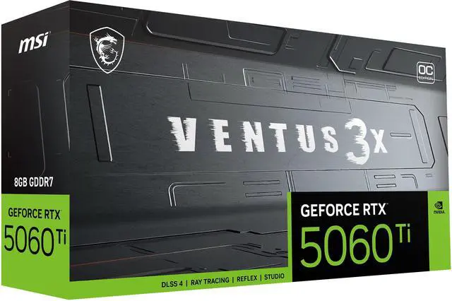 MSI Ventus GeForce RTX 5060 Ti 8GB GDDR7 PCI Express  Gen 5 x16  uses x8  ATX Graphics Card RTX 5060 Ti 8G VENTUS 3X OC