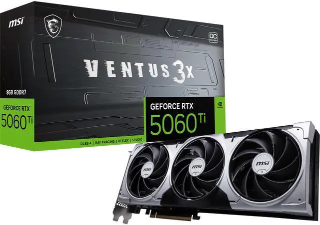 MSI Ventus GeForce RTX 5060 Ti 8GB GDDR7 PCI Express  Gen 5 x16  uses x8  ATX Graphics Card RTX 5060 Ti 8G VENTUS 3X OC