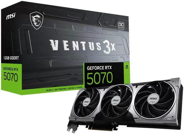 MSI Ventus GeForce RTX 5070 12GB GDDR7 PCI Express 5 0 ATX Graphics Card RTX 5070 12G VENTUS 3X OC