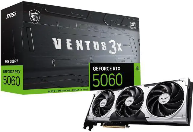 MSI Ventus GeForce RTX 5060 8GB GDDR7 PCI Express 5 0 x 16  use x8  Graphics Card RTX 5060 8G VENTUS 3X OC