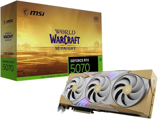MSI World of Warcraft GeForce RTX 5070 12GB GDDR7 PCI Express 5 0 ATX Graphics RTX 5070 12G World of Warcraft MIDNIGHT LIGHT EDITION OC