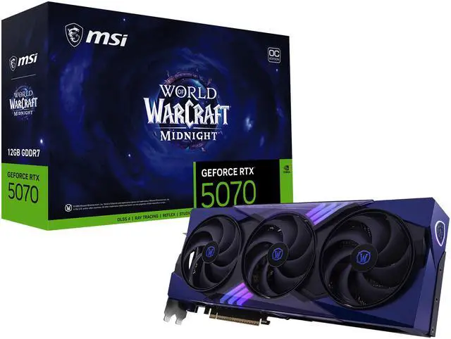 MSI World of Warcraft GeForce RTX 5070 12GB GDDR7 PCI Express 5 0 ATX Graphics RTX 5070 12G World of Warcraft MIDNIGHT VOID EDITION OC