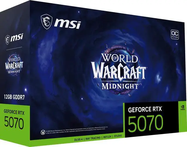 MSI World of Warcraft GeForce RTX 5070 12GB GDDR7 PCI Express 5 0 ATX Graphics RTX 5070 12G World of Warcraft MIDNIGHT VOID EDITION OC