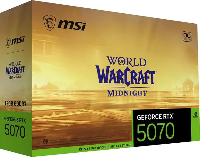 MSI World of Warcraft GeForce RTX 5070 12GB GDDR7 PCI Express 5 0 ATX Graphics RTX 5070 12G World of Warcraft MIDNIGHT LIGHT EDITION OC