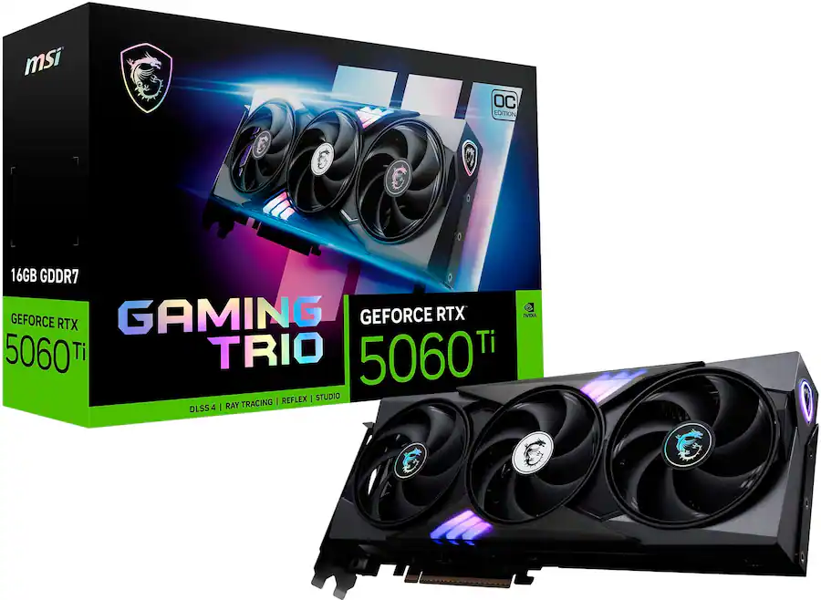 MSI   NVIDIA GeForce GeForce RTX 5060 Ti 16G GAMING TRIO OC 16GB GDDR7 PCI Express Gen 5 Graphics Card   Black