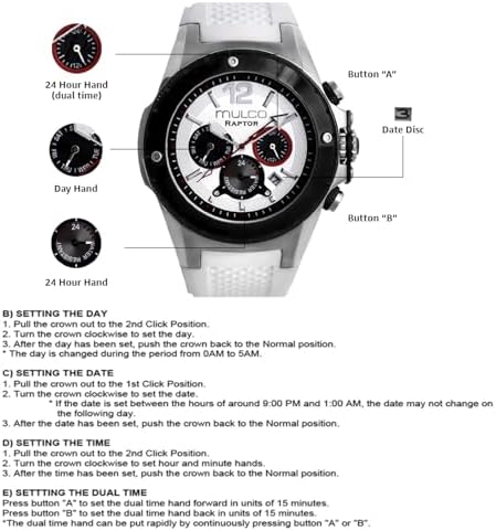 MULCO Watches for Men   Kripton  Silver Stainless Steel Case with Wrist Silicone Band  Quartz Multifunctional Day and Date Movement  Large Face Analog Display   Rose Gold Accents  100m  Waterproof