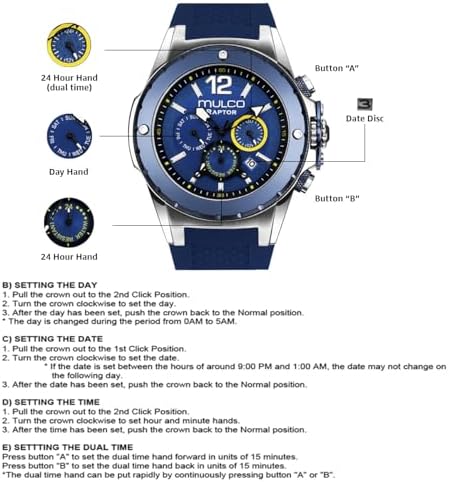 MULCO Watches for Men   Kripton  Silver Stainless Steel Case with Wrist Silicone Band  Quartz Multifunctional Day and Date Movement  Large Face Analog Display   Rose Gold Accents  100m  Waterproof