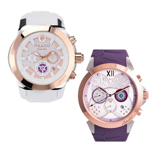 MULCO Watches for Women Bundle   Stainless Steel & Silicone Bands  Large Face Analog Quartz  Waterproof  Rose Gold & Gun Metal  Luxury Gift Set