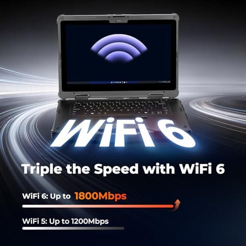 MUNBYN 14 inch Rugged Laptop IRX18  Windows 11 Pro  Intel i5 1235U  16GB 512GB  Replaceable SSD 1000 Nits High Brightness  4700mAh 1300mAh Dual Batteries  Wi Fi 6  IP65  2Y Protection New 
