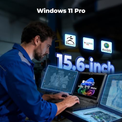 MUNBYN High End Rugged Laptop IRX17  15 6 Windows 11 Pro  Intel i7 1255U  32GB DDR5 512GB SSD  1000 Nits Sunlight Readable  Wi Fi 6  IP65 Heavy Duty Laptop  Dual Batteries  2Y Protection New 