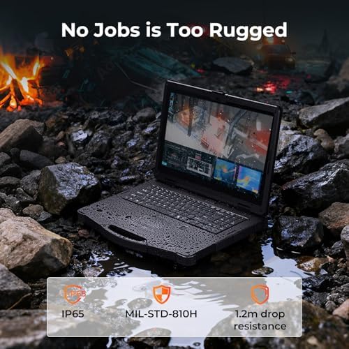 MUNBYN High End Rugged Laptop IRX17  15 6 Windows 11 Pro  Intel i7 1255U  32GB DDR5 512GB SSD  1000 Nits Sunlight Readable  Wi Fi 6  IP65 Heavy Duty Laptop  Dual Batteries  2Y Protection New 