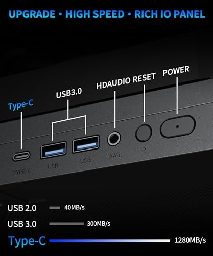 MUSETEX PC Case  Vertical GPU Mounting Design  Pre Installed 5 PWM ARGB Fans  360MM RAD Support  ATX Mid Tower Gaming PC Case with Type C  270  Full View Tempered Glass  Black GR3 