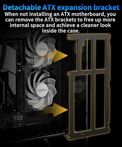 MUSETEX PC Case  Vertical GPU Mounting Design  Pre Installed 5 PWM ARGB Fans  360MM RAD Support  ATX Mid Tower Gaming PC Case with Type C  270  Full View Tempered Glass  Black GR3 