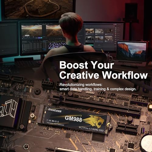 M 2 2280 NVMe SSD 512GB Internal PCIe Gen4  Up to 7200MB/s  SLC Cache & HMB  PS5/PC/Laptop  Tailored for Gamers  Video Editors  High End Creators  and AI Developers Demanding Blazing Fast Speed GM988