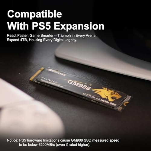M 2 2280 NVMe SSD 512GB Internal PCIe Gen4  Up to 7200MB/s  SLC Cache & HMB  PS5/PC/Laptop  Tailored for Gamers  Video Editors  High End Creators  and AI Developers Demanding Blazing Fast Speed GM988