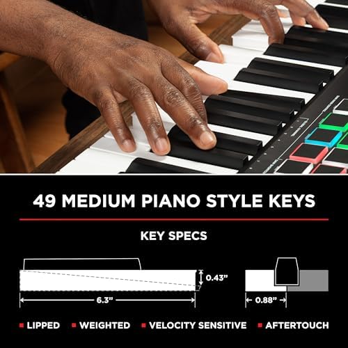 M AUDIO Oxygen Pro 61 Key USB MIDI Keyboard Controller With Beat Pads  MIDI assignable Knobs  Buttons and Faders  and Native Instruments Sound Package  NKS Integration 