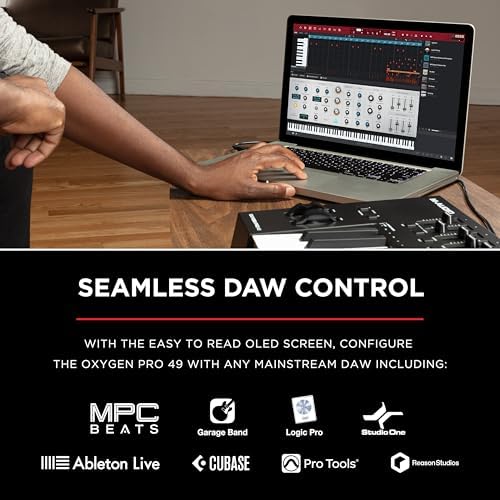 M AUDIO Oxygen Pro 61 Key USB MIDI Keyboard Controller With Beat Pads  MIDI assignable Knobs  Buttons and Faders  and Native Instruments Sound Package  NKS Integration 