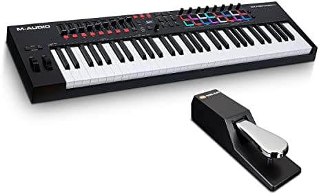 M AUDIO Oxygen Pro 61 Key USB MIDI Keyboard Controller With Beat Pads  MIDI assignable Knobs  Buttons and Faders  and Native Instruments Sound Package  NKS Integration 