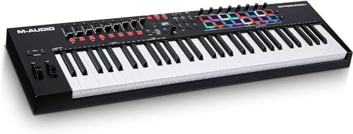 M AUDIO Oxygen Pro 61 Key USB MIDI Keyboard Controller With Beat Pads  MIDI assignable Knobs  Buttons and Faders  and Native Instruments Sound Package  NKS Integration 