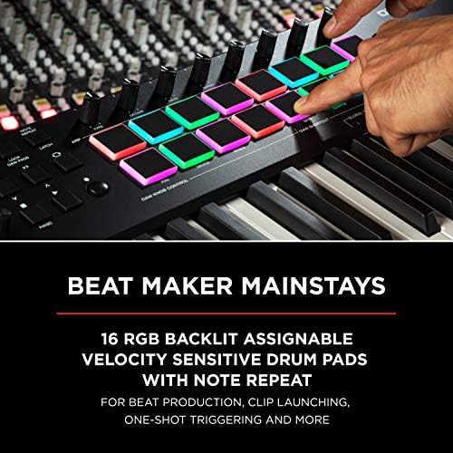 M AUDIO Oxygen Pro 61 Key USB MIDI Keyboard Controller With Beat Pads  MIDI assignable Knobs  Buttons and Faders  and Native Instruments Sound Package  NKS Integration 