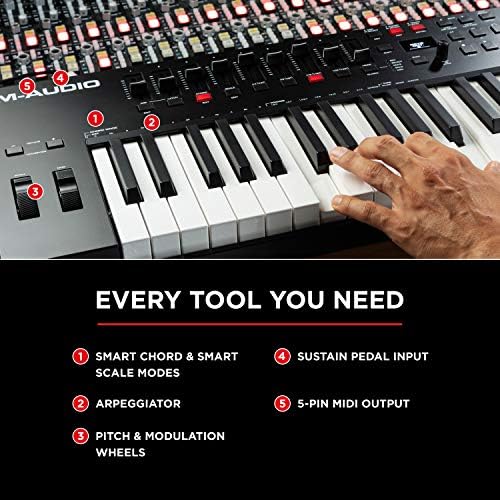 M AUDIO Oxygen Pro 61 Key USB MIDI Keyboard Controller With Beat Pads  MIDI assignable Knobs  Buttons and Faders  and Native Instruments Sound Package  NKS Integration 