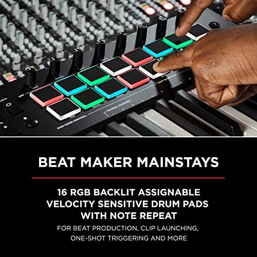 M AUDIO Oxygen Pro 61 Key USB MIDI Keyboard Controller With Beat Pads  MIDI assignable Knobs  Buttons and Faders  and Native Instruments Sound Package  NKS Integration 