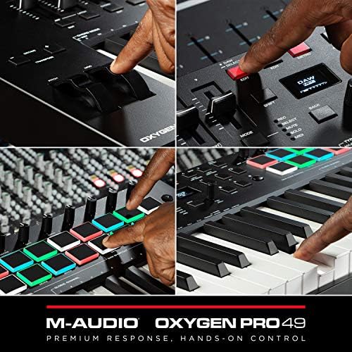 M AUDIO Oxygen Pro 61 Key USB MIDI Keyboard Controller With Beat Pads  MIDI assignable Knobs  Buttons and Faders  and Native Instruments Sound Package  NKS Integration 