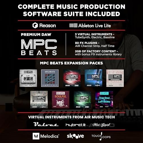 M AUDIO Oxygen Pro 61 Key USB MIDI Keyboard Controller With Beat Pads  MIDI assignable Knobs  Buttons and Faders  and Native Instruments Sound Package  NKS Integration 