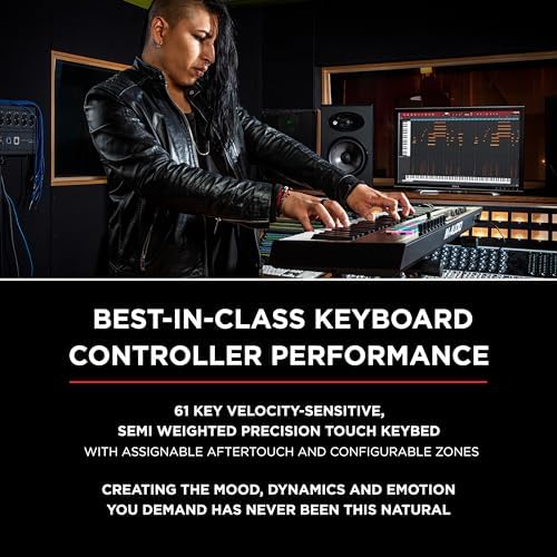 M AUDIO Oxygen Pro 61 Key USB MIDI Keyboard Controller With Beat Pads  MIDI assignable Knobs  Buttons and Faders  and Native Instruments Sound Package  NKS Integration 