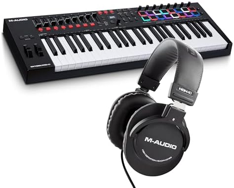 M AUDIO Oxygen Pro 61 Key USB MIDI Keyboard Controller With Beat Pads  MIDI assignable Knobs  Buttons and Faders  and Native Instruments Sound Package  NKS Integration 