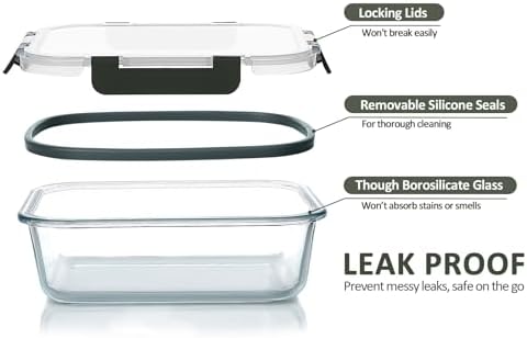M MCIRCO 30 Pieces Glass Food Storage Containers with Snap Locking Lids Glass Meal Prep Containers Set   Airtight Lunch Containers  Microwave  Oven  Freezer and Dishwasher