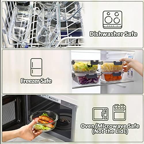 M MCIRCO 30 Pieces Glass Food Storage Containers with Snap Locking Lids Glass Meal Prep Containers Set   Airtight Lunch Containers  Microwave  Oven  Freezer and Dishwasher