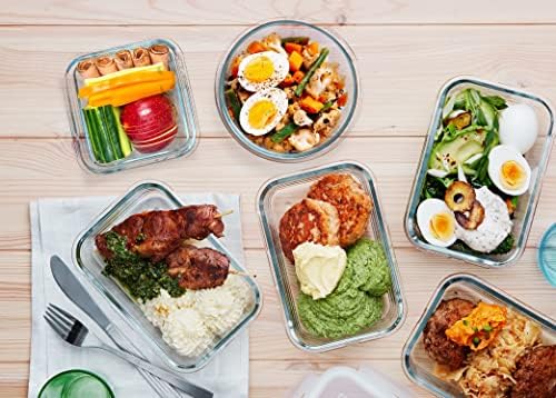 M MCIRCO 30 Pieces Glass Food Storage Containers with Snap Locking Lids Glass Meal Prep Containers Set   Airtight Lunch Containers  Microwave  Oven  Freezer and Dishwasher
