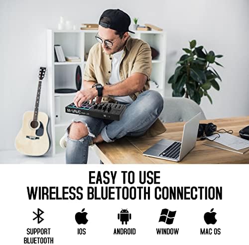 M VAVE 25 Key USB MIDI Keyboard Controller With 8 Backlit Drum Pads  Bluetooth Semi Weighted Professional dynamic keybed 8 Knobs and Music Production Software Included  Black