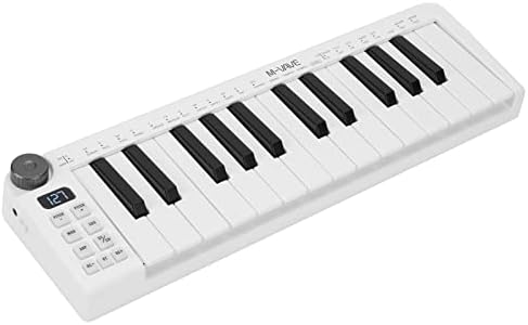 M VAVE 25 Key USB MIDI Keyboard Controller With 8 Backlit Drum Pads  Bluetooth Semi Weighted Professional dynamic keybed 8 Knobs and Music Production Software Included  Black