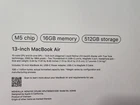Macbook Air M5   13in Midnight  16GB Ram  512 GB Storage NIB