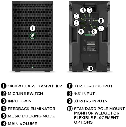 Mackie Thump210 10 1400W Compact Powered Loudspeaker with Heavy Duty Drivers and Music Ducking Mode
