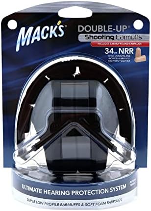 Macks Double Up Shooting Earmuffs   Black Shooters Ear Muffs and Soft Foam Ear Plugs for Hunting  Tactical  Target  Skeet and Trap Shooting